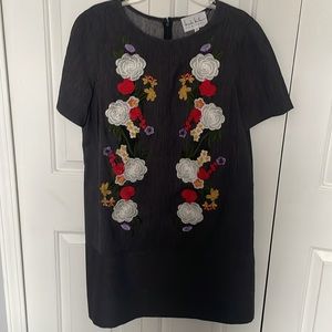 Nicole Miller Floral Embroidered dress Sz 14 GUC BSC